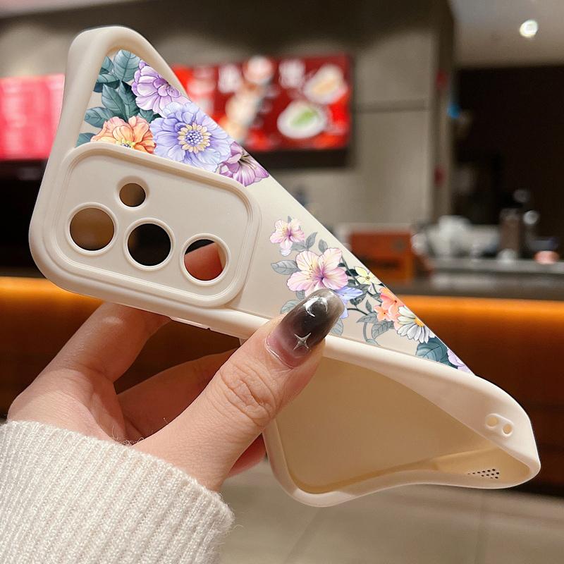 Colorful Floral Print Matte Soft Case For Samsung S25 Ultra S24 FE S23 S22 A16 A56 A36 A15 A55 A35 A54 A34 TPU Shockproof Lens Protection Phone Cover