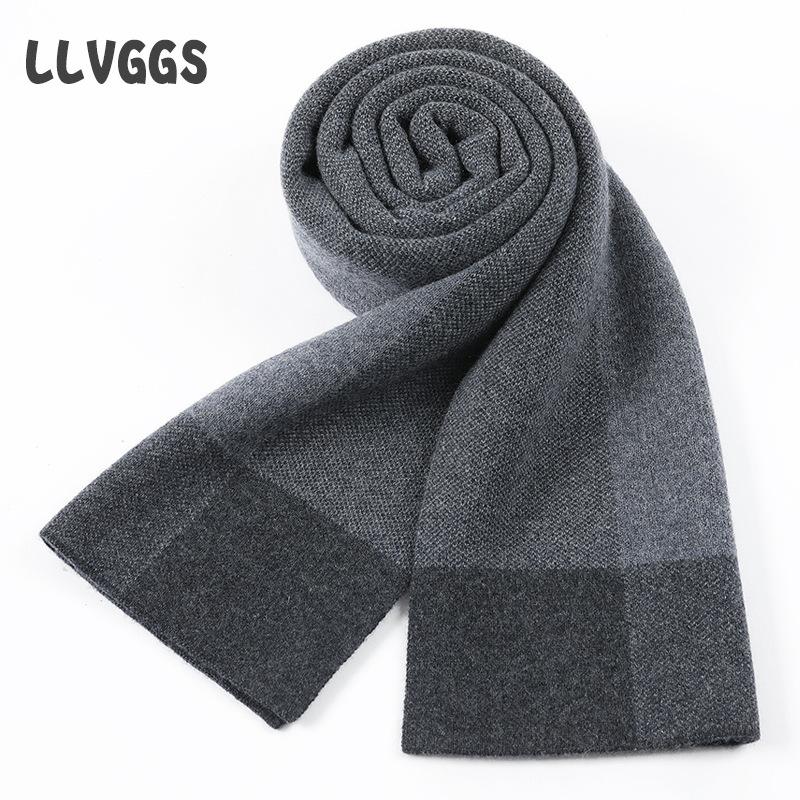 Pure cashmere men's scarf knitted plaid trendy business men's scarf knitted scarf warm plaid scarf