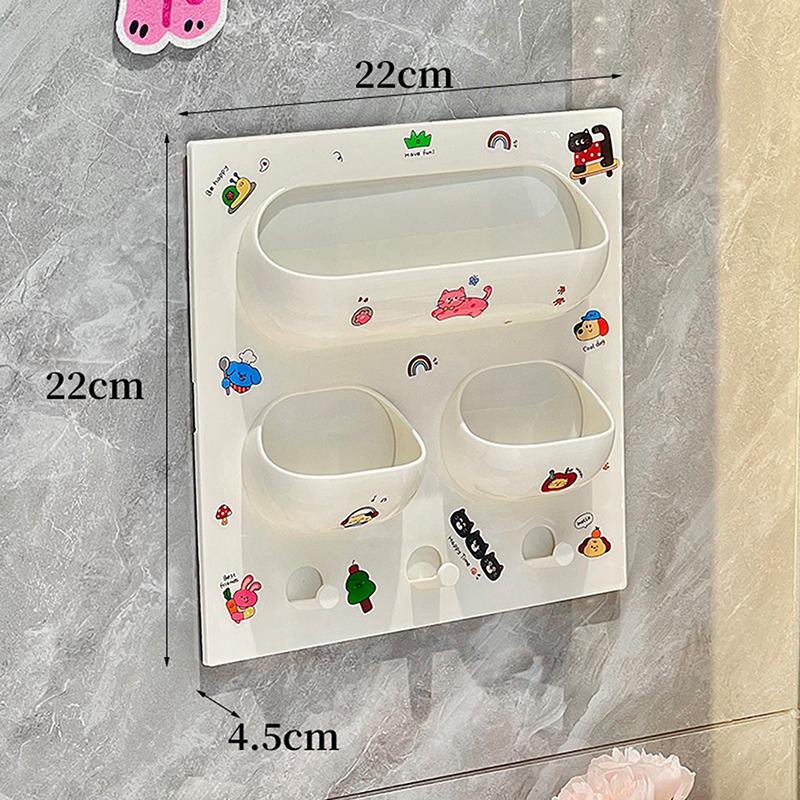 Cartoon Cat Multifunctional Storage Rack For Bathroom Cosmetics Plastic Wall Without Mark Punching Storage Rack Diy Decoration