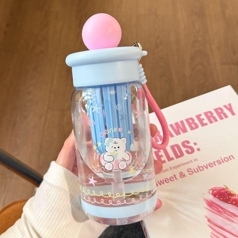 Stylish Summer Water Cup: Large-Volume, Heat-Resistant Plastic with Tea Infuser and Straw for Students