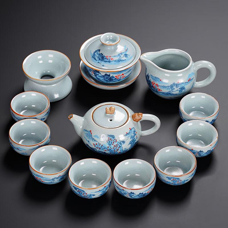 Lainuo Sky Blue Ru Kiln 12-Piece Tea Set