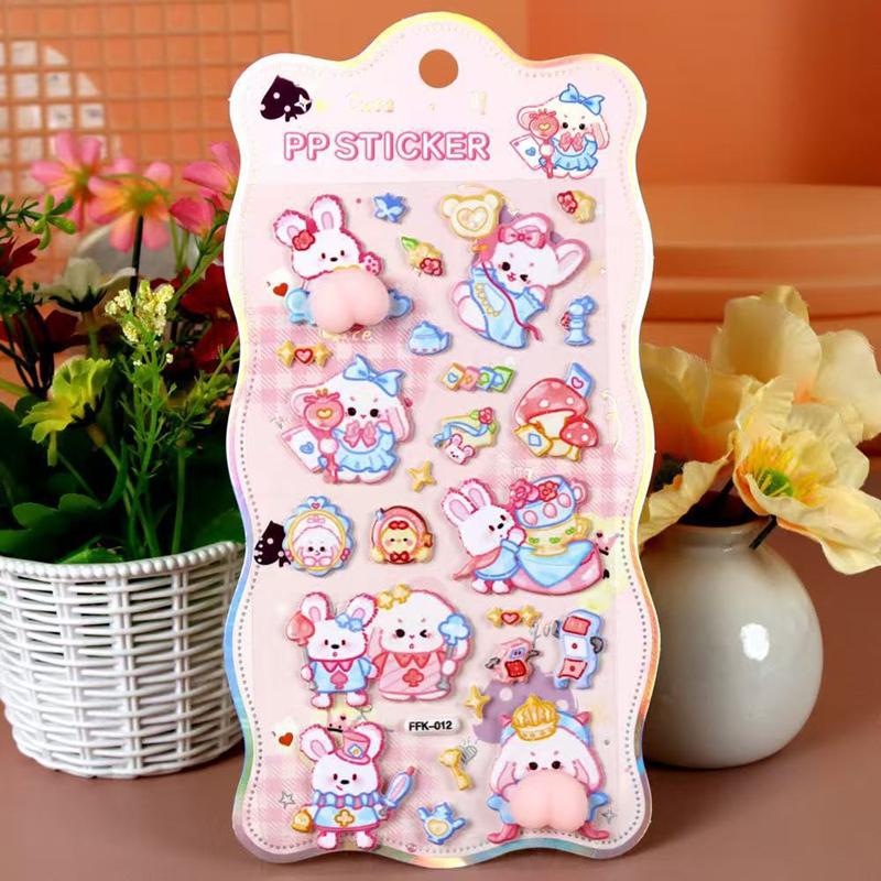 3D Bubble Stickers Cartoon Bear Kitty Butt Stickers Children Girls Diy Scrapbook Phone Case Paster Decals Cute Puffy Stickers