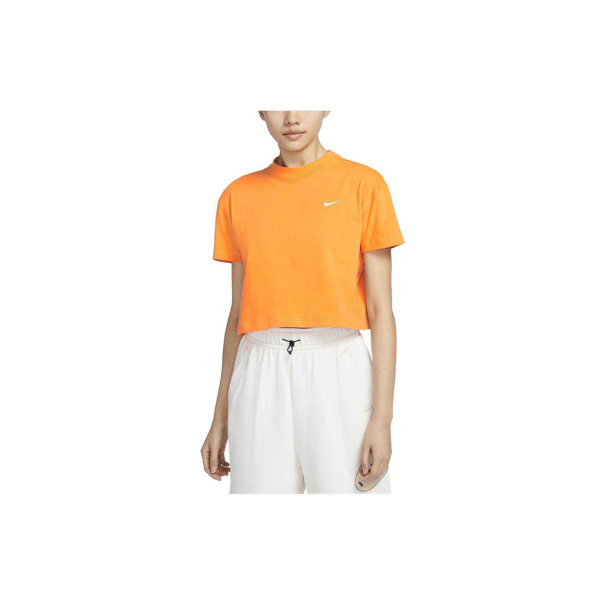 

Nike Lab Solid Color Crew Neck Short Sleeve T-Shirt Women Tops Bright-Orange DA0324-836 M