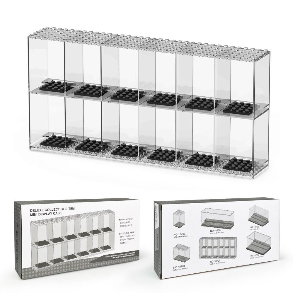 Klare Acryl-Minifiguren-Vitrine Transparente Auslage Stapelbares Design Baustein-Display Große Kapazität Bewegliche Stufen