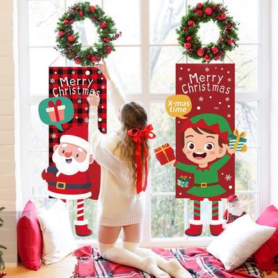 Christmas Cartoon Doll Hanging Banner Wall Decoration with Long Legs