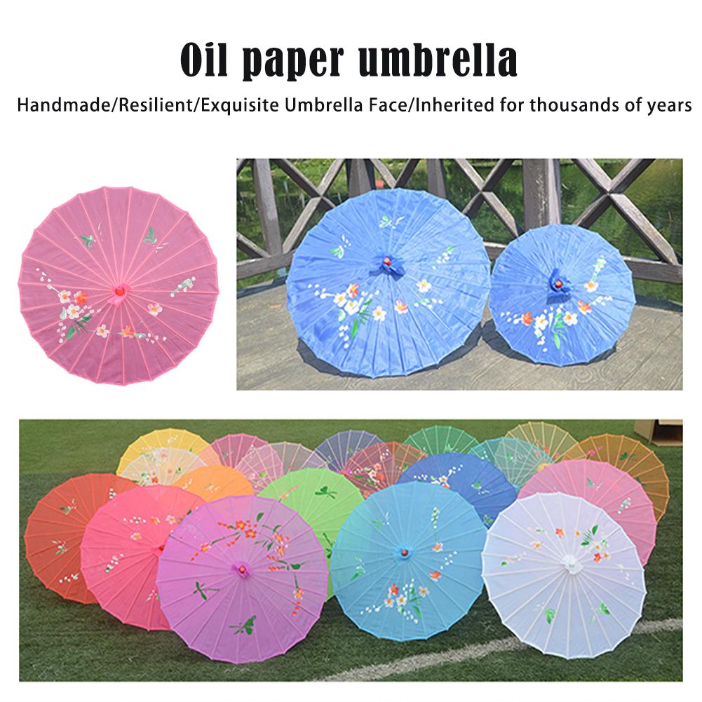 Vintage Chinese Oiled Paper Umbrella for Costumes Photography Bridesmaids Party Scenery Dance Props Wedding Decor Wooden Handle