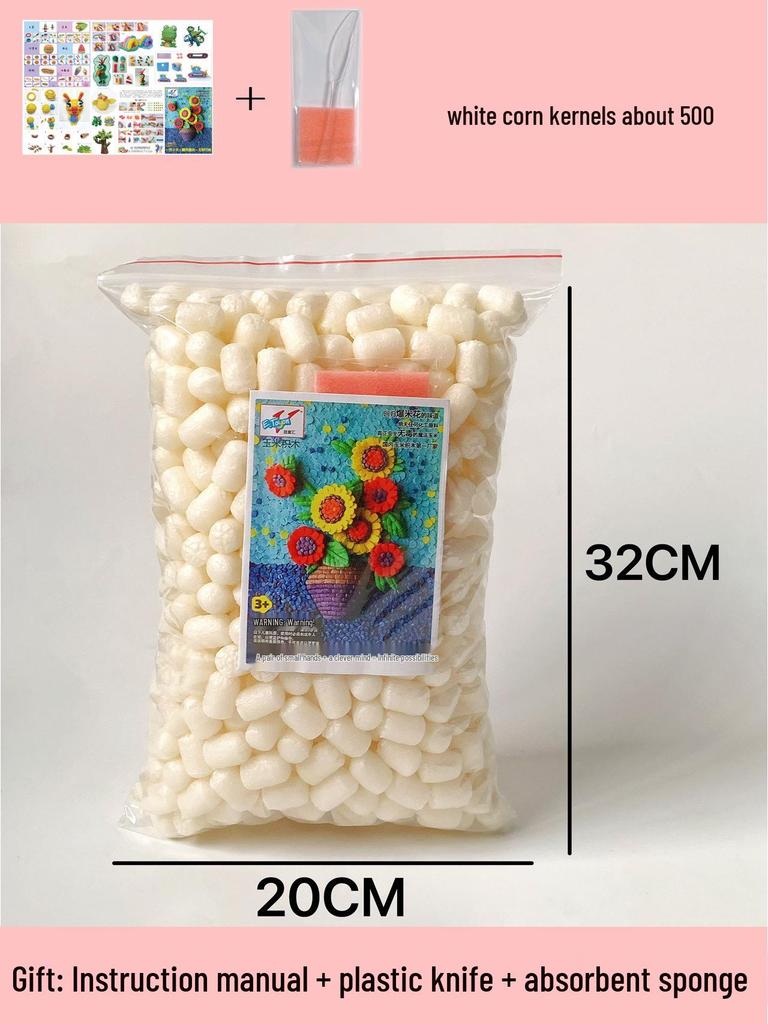 Magic DIY Corn Kernels Pack - 500 Pieces Educational Stick-and-Play Toys for Kids Kindergarten Crafting