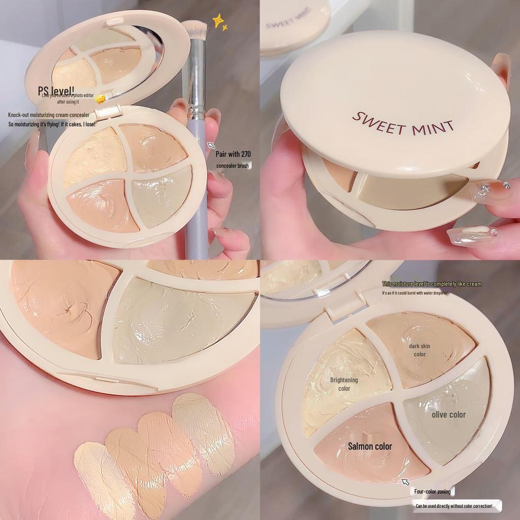 Four-Color Concealer Palette for Tattoos, Blemishes, Acne Scars, Contouring, and Dark Circles.