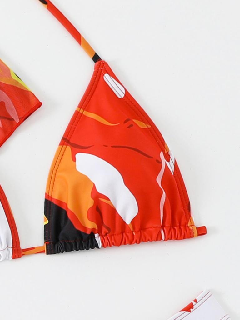 European-American Sexy Print Bikini Set: Women's 2026 Cross-Border Swimwear, Four-Piece Split Swimsuit.