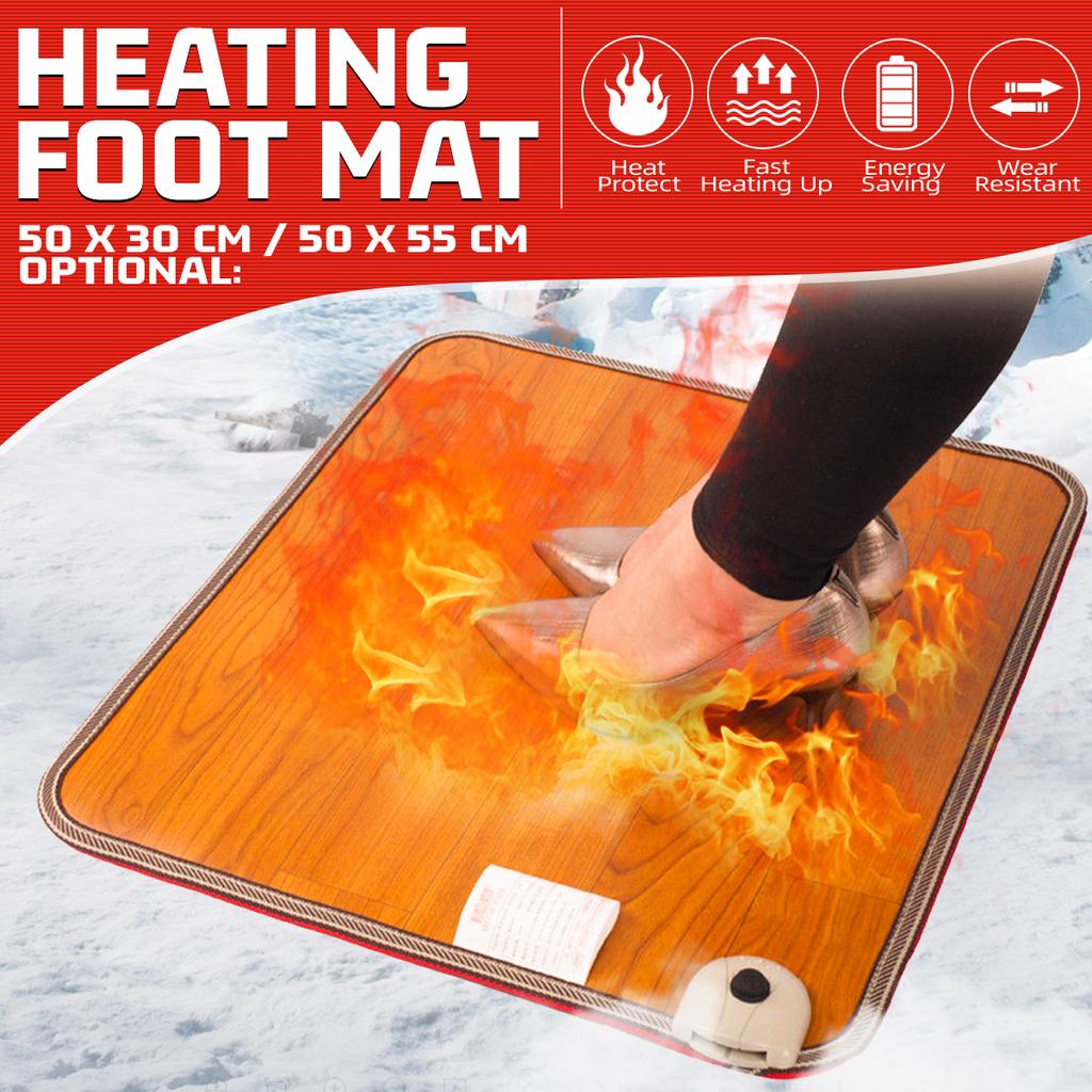 Electric Foot Warmer Carpet Pad Heated Thermostat Floor Mat Office