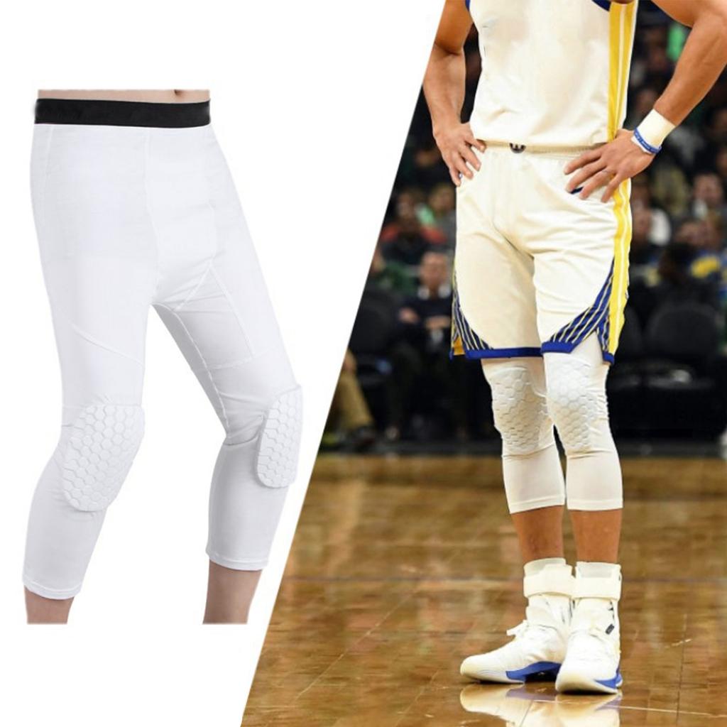 2PCS Knee Brace Unisex Lengthened Honeycomb Anti Collision Compression Knee Sleeve for Basketball White L For