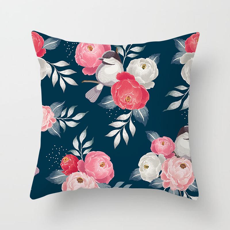 Abstract Floral Pattern Pillowcase Vintage Watercolor Floral Bird Cushion Cover Home Sofa Car Office Party Decor Accessories