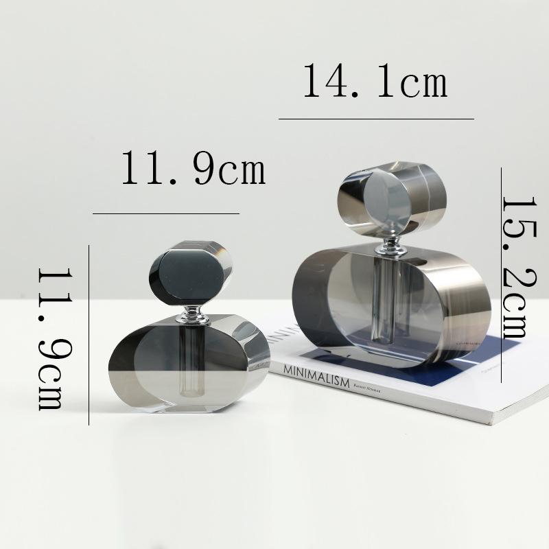 European Crystal Glass Perfume Bottle Exquisite Geometric Storage Jar Decoration Hotel Bedroom Dresser Crystal Perfume Bottle