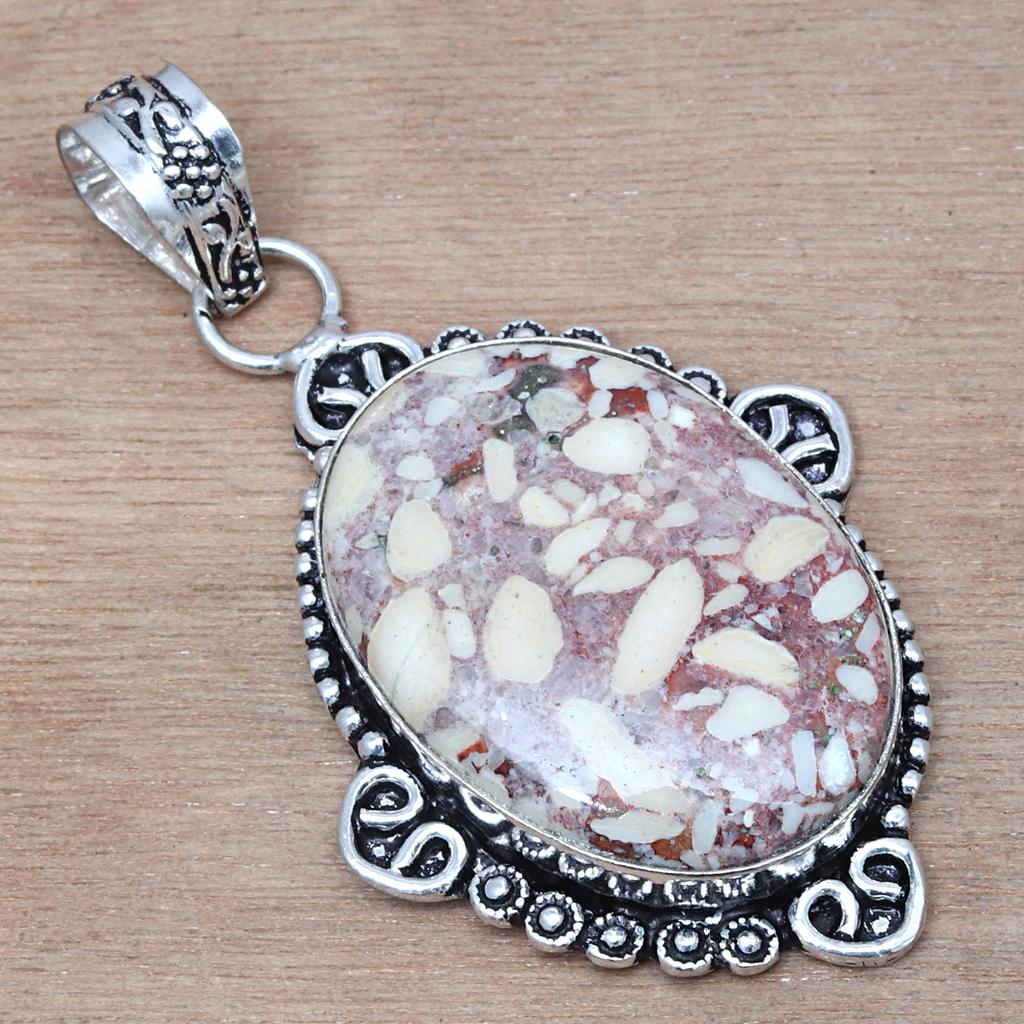 Pendant Wild Horse Jasper Gemstone Valentine'Day Gift Silver Jewelry 2.25"