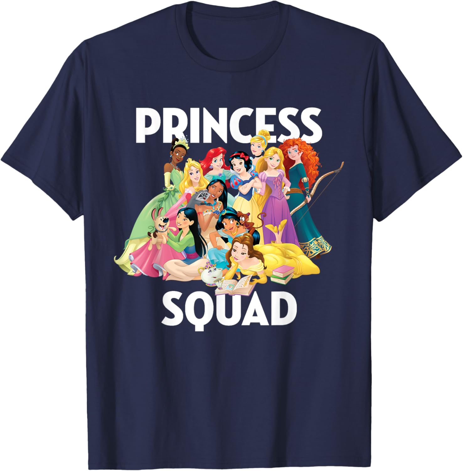 New Disney Princess Squad Group Fashion Casual T-Shirt S-4XL Four Seasons XXXL