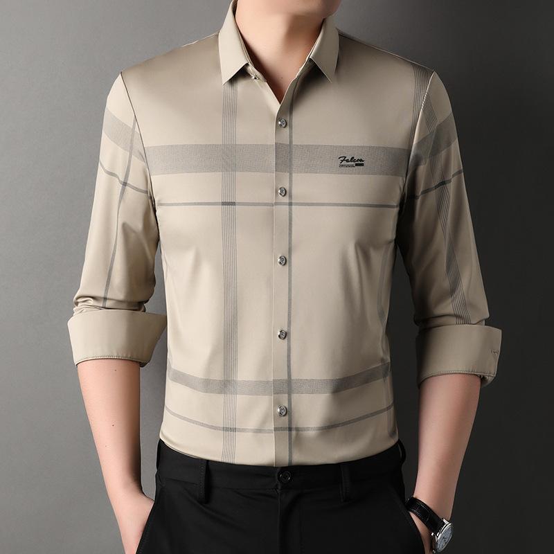 Осенняя мужская рубашка из шелка Mulberry с длинными рукавами — фото 4