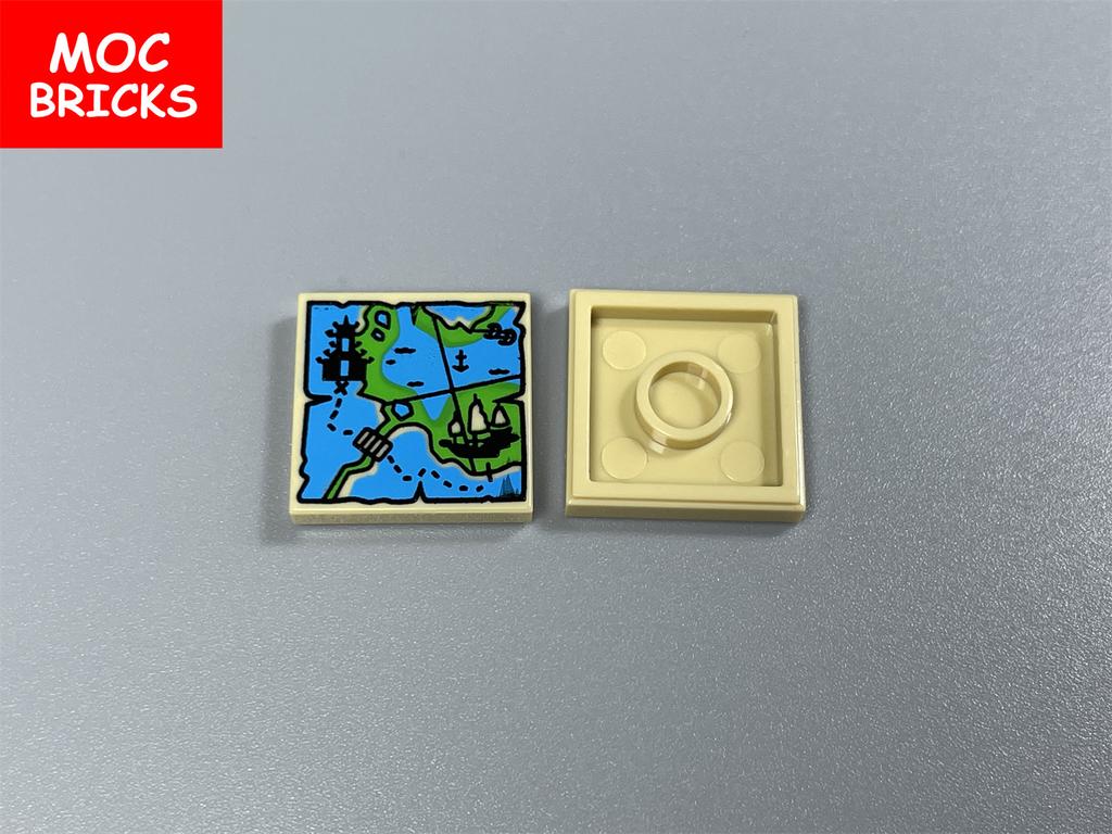 10 Stück MOC Steine Bedruckte Fliesen 2x2 Joker Brücke Schiff Zeitung Karte Zusammenbaubare Baustein Zubehör Kinder Spielzeug Geschenke