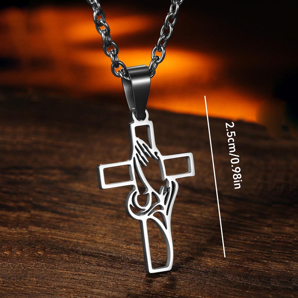 Christian Jesus Cross Necklace for Women Men Stainless Steel Chains Choker Religion Pendants Jewelry Prayer Baptism Gift