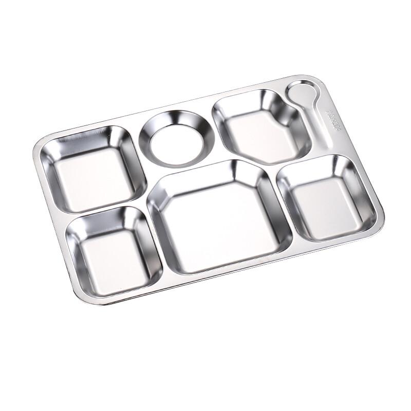 KAZHI 304 Stainless Steel Divided Meal Tray 38x27x2.5cm