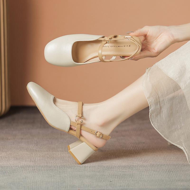 

Босоножки Баотоу женские летние туфли-лодочки с юбками на толстом каблуке туфли Мэри Джейн женские на толстом каблуке 40 абрикосовый