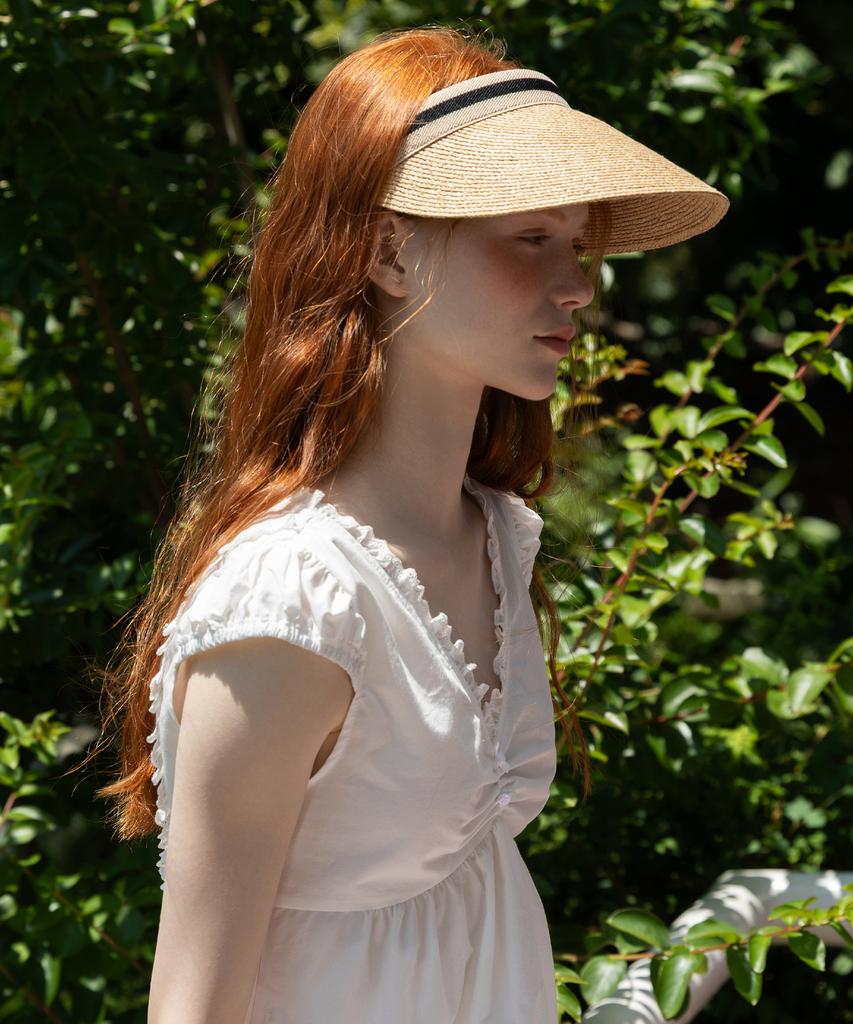Tatiana Accent Trim Band Natural Raffia Sun Visor Ht8179