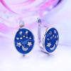 LSOOYH Clip Earrings Moon StarFashion Earring For Women Geometry Cubic Zirconia Blue Stud Earrings Jewelry