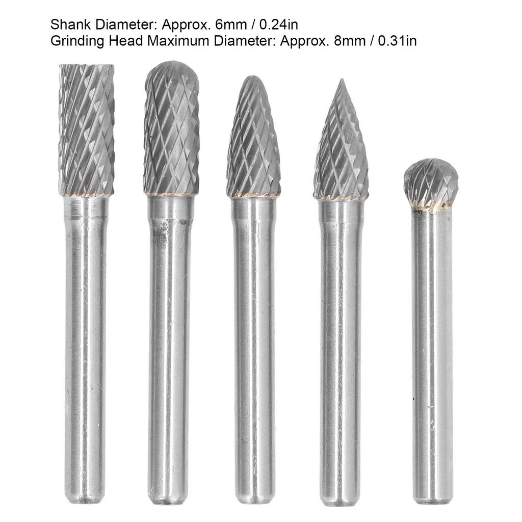 Rotary File Bit 2 Pattern Woodworking Grinding Head Drill Set Tungsten Steel Carbide 6x8mm Rotary File Bit Rotary File Set