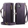 For iPhone/Samsung RFID Blocking Multilayer Wallet Phone Case Purse with 9 Card Slots+Zipper Pocket+Coin Sack Detachable Crossbody Strap + Wrist Strap