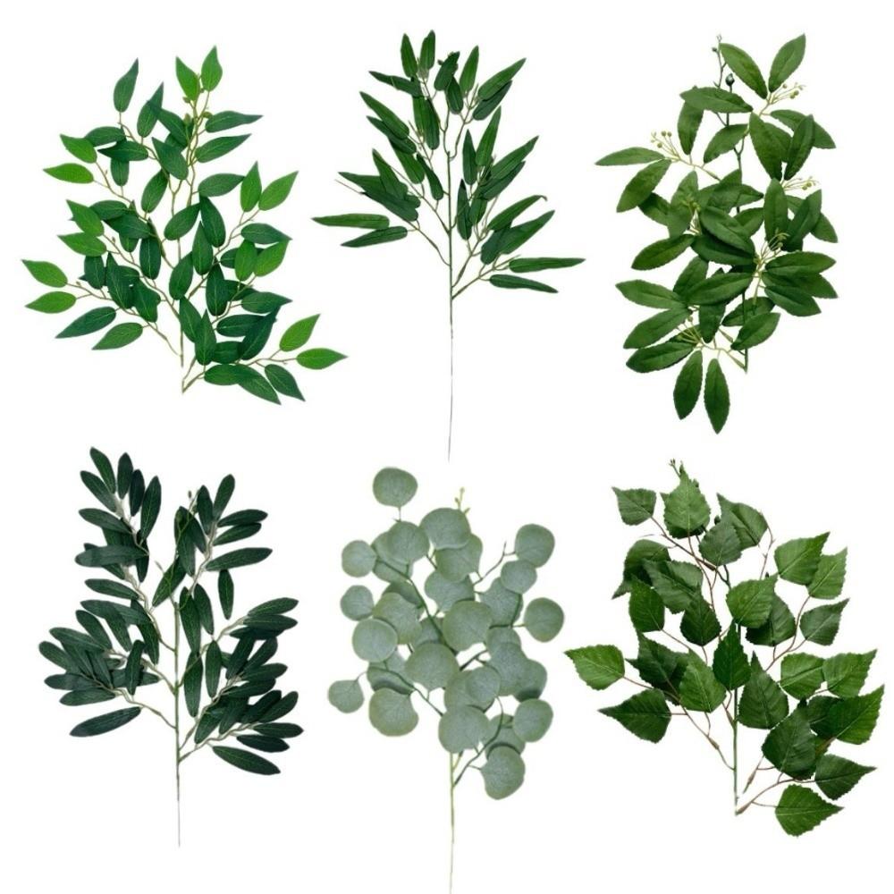 Decorative Artificial Green Plant Eucalyptus Leaves Willow Leaves Fake Eucalyptus Leaf Faux Fake Tree Branch