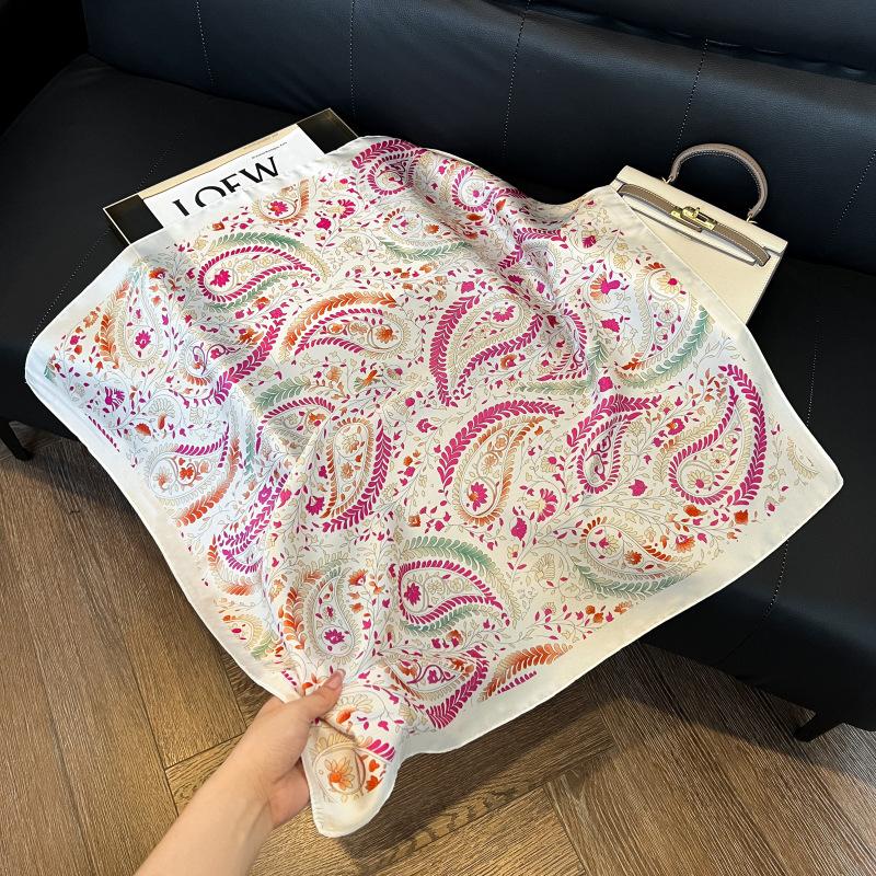 European and American style scarf square scarf imitation silk 71cm retro cashew print literary headband suit with decorative scarf