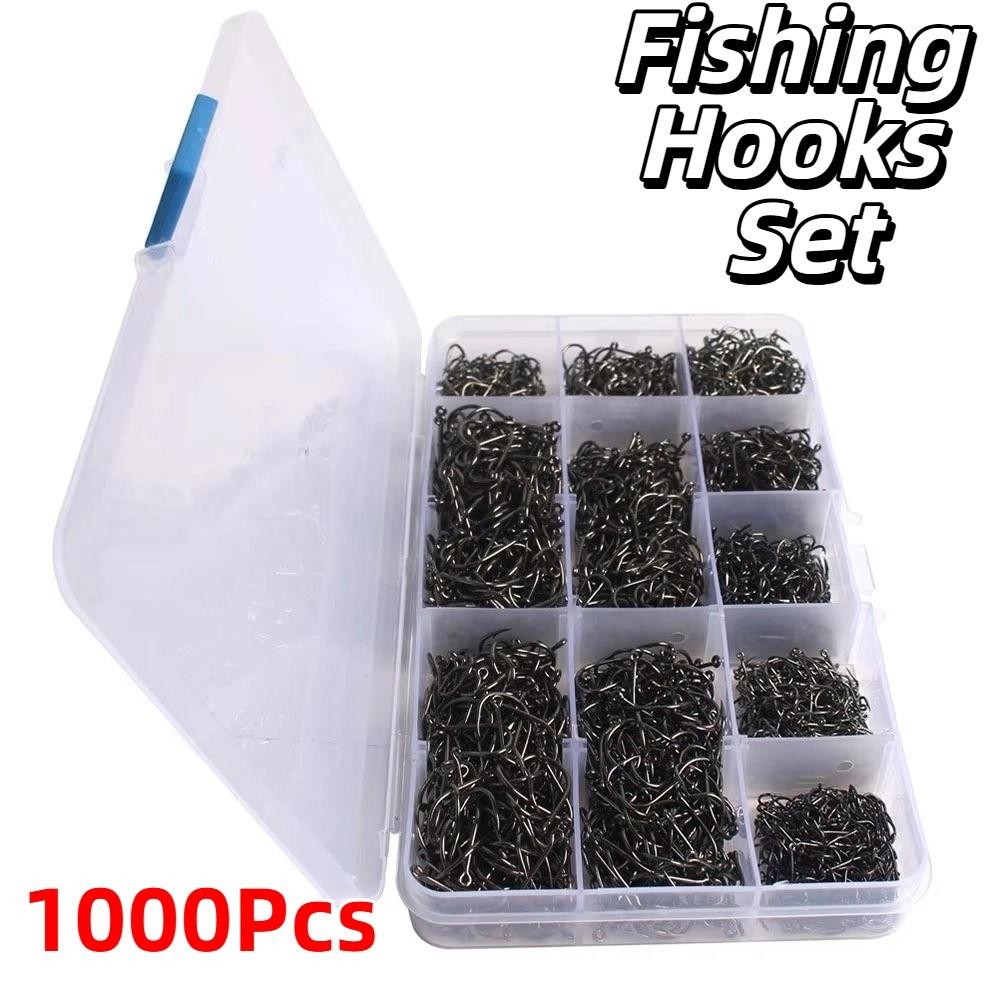 1000Pcs Carbon Steel Fishing Fixed Hooks Durable Barbed Fishing Hooks  Sea Tackle Accessories