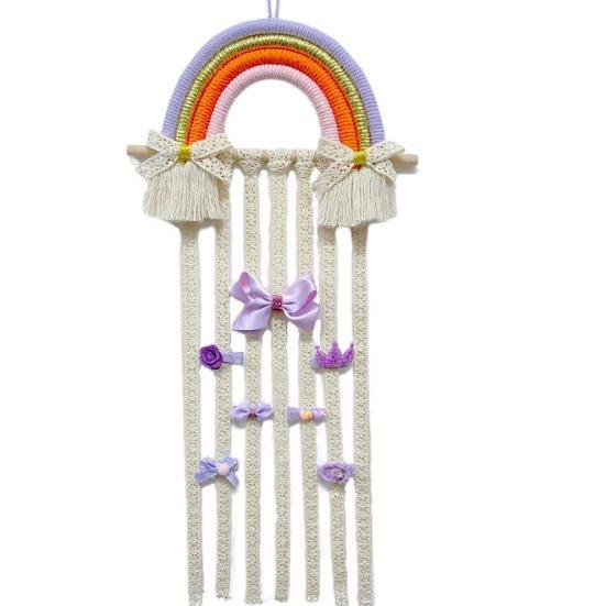 Rainbow Lace Hairpin & Headband Organizer for Kids' Room Decor