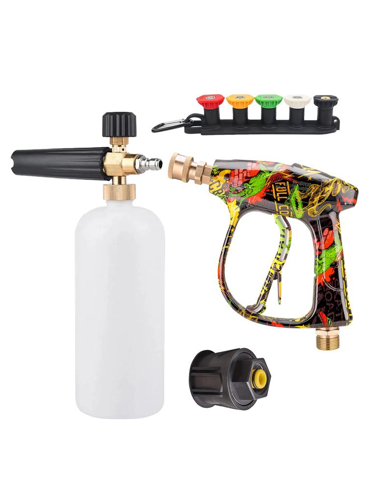 

2026 New Graffiti High Pressure Washer Gun, with Foam Cannon, Adapter & 5-Color Nozzle Set for Car Home Garden Outdoor Cleaning