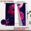Set Of 2 Modern Flat Printing Curtains Without Rod Floral Hibiscus Neon Glow Fashionable Curtainments During Ramadan Curtain Polyester