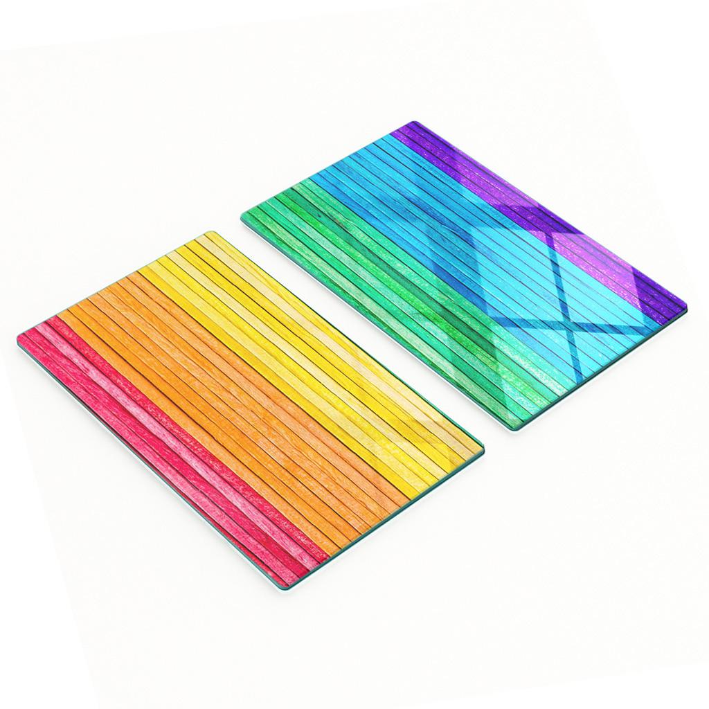 Decorative Glass Kitchen Cutting Boards Colorful Stripes 2X30X52 Cm