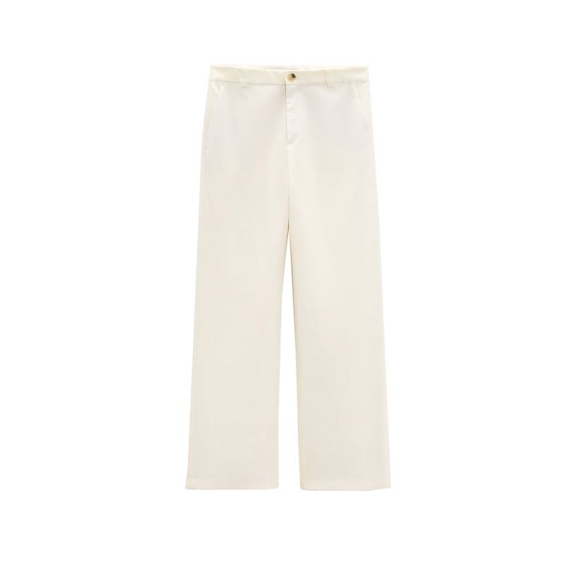 Spring New Two-Piece Suit Linen Vest 8008967 Linen Blend High Waist Flared Pants 8043967