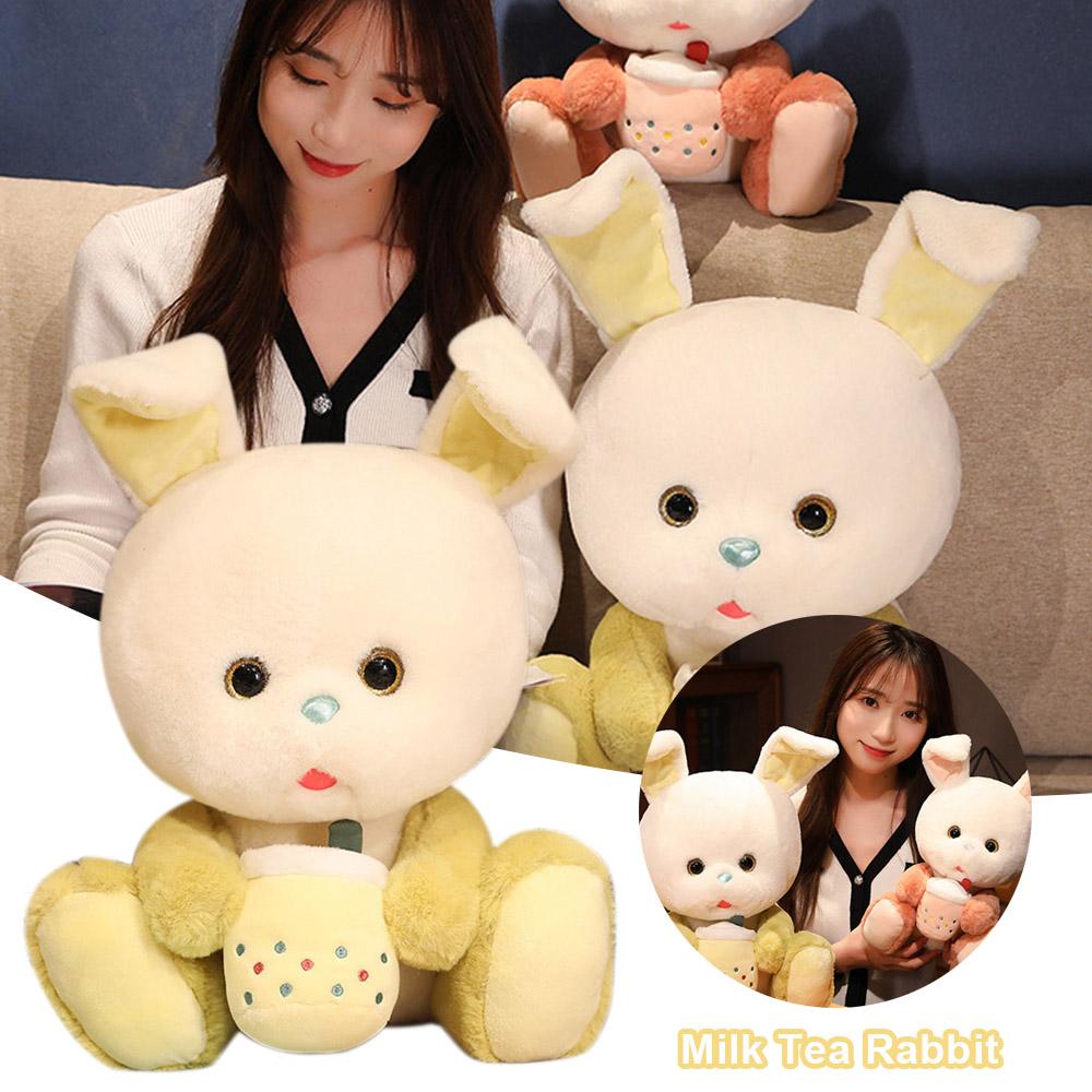 Cute Milk Tea Rabbit Plush Toy Stuffed Animal Bunny Doll Soft Pillow Kids Gifts