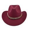 Cowboy Vintage Jazz Hat Gold-plated Chain Woolen Hat Felt Vintage Imitation Sheep Hat Cowboy Hat No