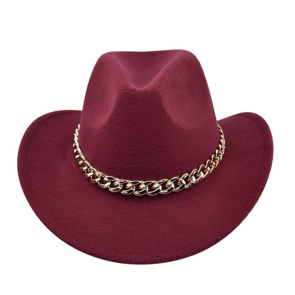 Cowboy Vintage Jazz Hat Gold-plated Chain Woolen Hat Felt Vintage Imitation Sheep Hat Cowboy Hat No