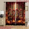 2D Flat Printing 2pcs Curtains Day of the Dead Skeletons Musicians Celebration Digital Printed Polyester Drapes Seasonal Party &