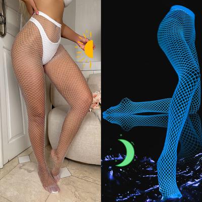 Sexy Hollowed Out Luminous Fishing Net Tight Pants Stockings
