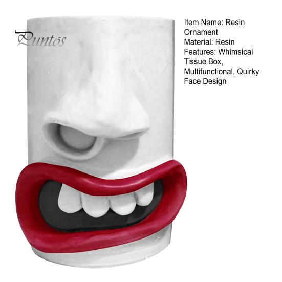 Funny Face Tissue Holder Resin Handmade Nose Mouth Tissue Dispenser Tabletop Toilet Paper Holder Tissue Organizer for Bathroom Living Room Decor