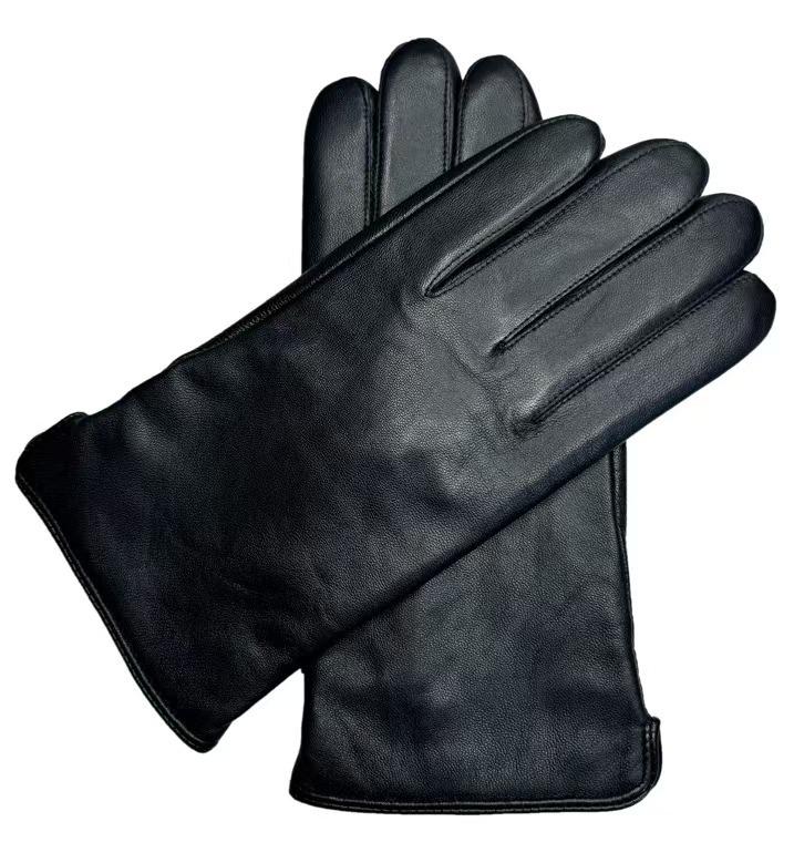 European & American Men's Sheepskin Leather Gloves with Wool Lining - Winter Warm, Plus Velvet, Windproof.
