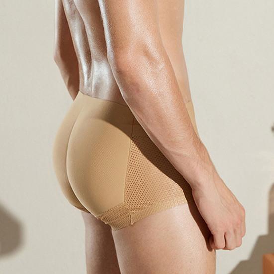 Men Underpants Hollow Out Breathable Thick Fake Butt High Elastic Butt Lifted See-through