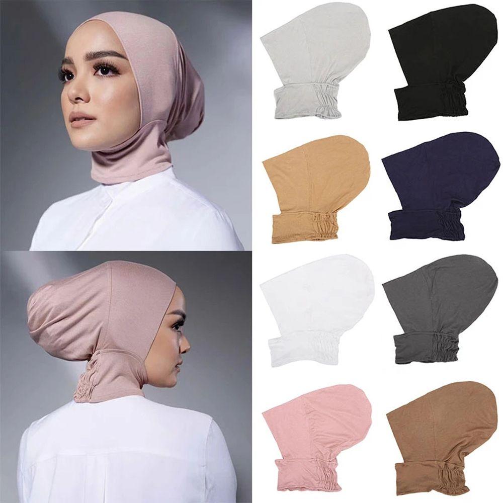 Head Wrap Ninja Hat Solid Color Islamic Women Hijab Head Scarves Muslim Underscarf Bonnet Turbans
