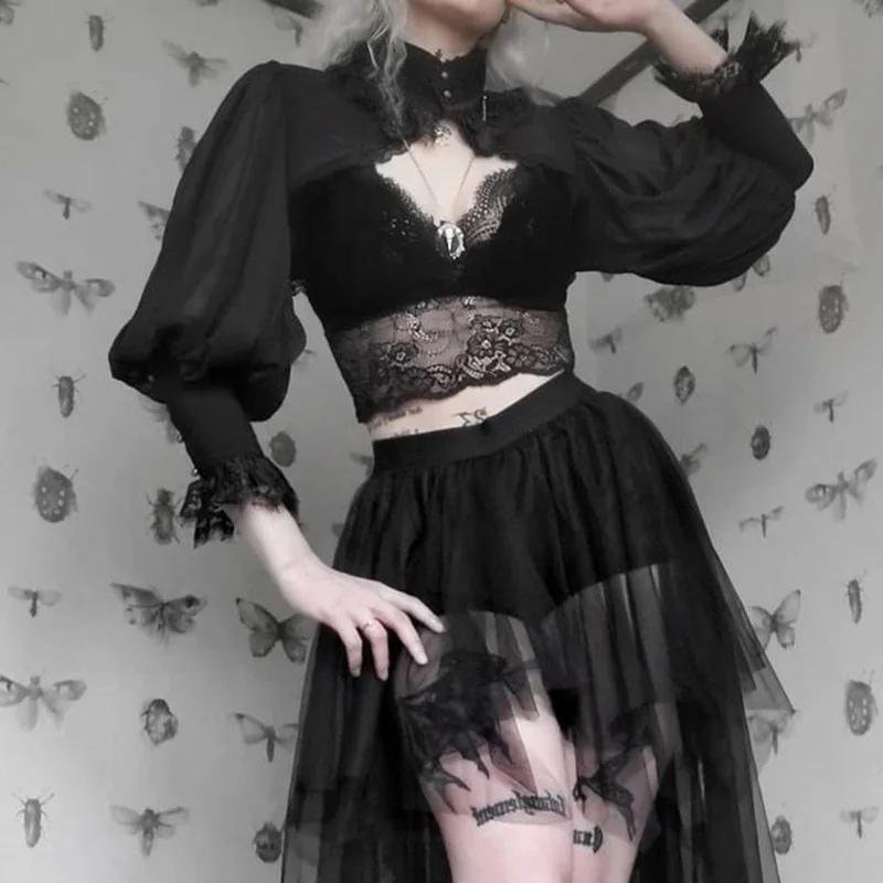 Lace Gothic Black Short Steampunk Crop Jacket Kawaii Vintage Gorgeous Palace Blouse Women Party Bolero Victorian Coat Corset