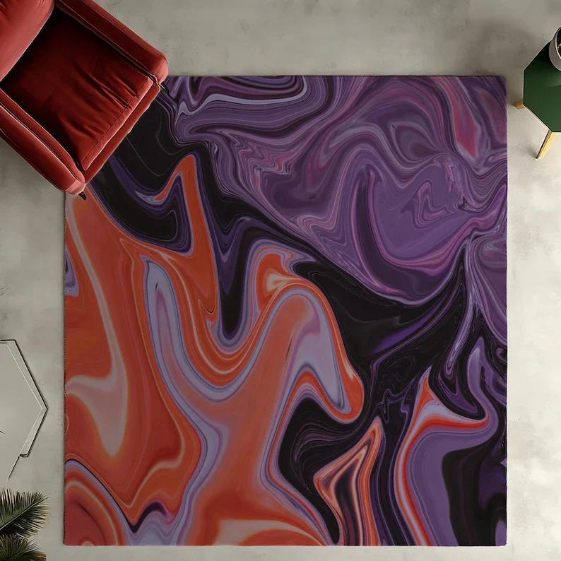 Blue Marble Rug Marble Rug Abstract Rug Living Room Rug Modern Non-Slip Rug,Aesthetic Rug Area Rug Bedroom Rug Home Decoration