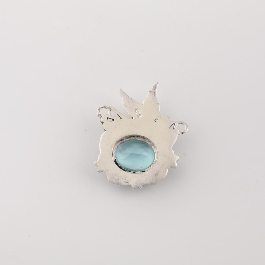 Natural Sky Blue Topaz Gemstone Silver Boho Pendant 0.5" 925 Sterling Silver Jewelry For Valentine/Anniversary Gift CP-43-3