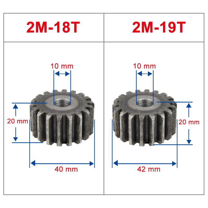 Ingranaggio Cilindrico 2M16T/17T/18T/19T Acciaio a Basso Tenore di Carbonio Spessore Denti 20 mm Ingranaggio Metallico Passo Denti 6.28 mm Diametro Foro 10mm Parte Hardware