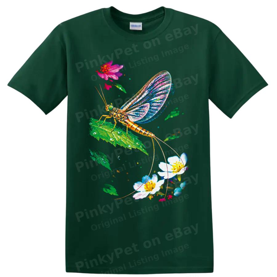 Mayfly Insect T Shirt Colorful Floral Nature Art Graphic Outdoors Tee Gifts